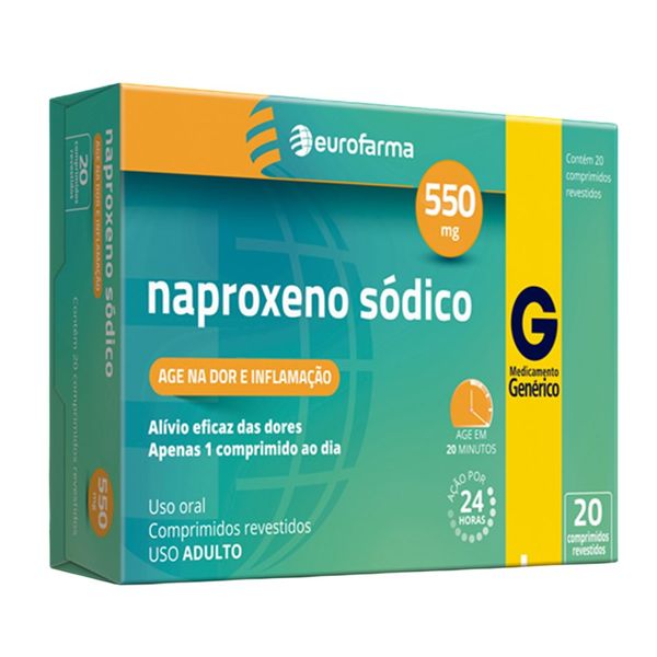 Naproxeno 550mg Eurofarma com 20 Comprimidos